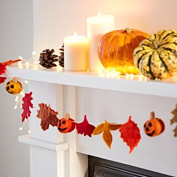 Felt Pumpkin And Leaves Autumn Garland, 2 of 3