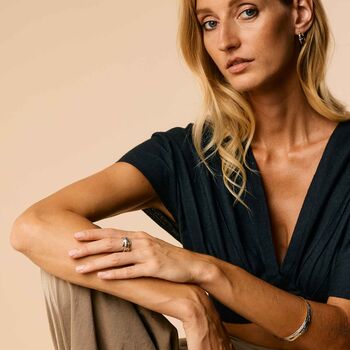 Aura Magic Tanzanite Mixed Metal Hoop Earrings, 7 of 10