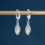 Sterling Silver Huggie Hoop Earrings With Seafoam Chalcedony Charms, thumbnail 1 of 10