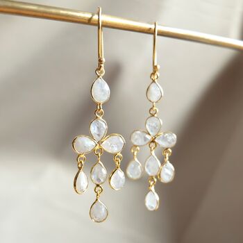 Moonstone Gemstone Chandelier Dangle Earrings, 2 of 5