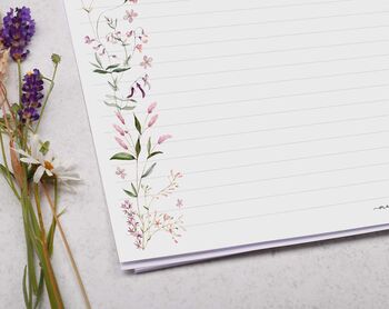 A4 Landscape Letter Writing Paper With Pink Flower Design, 3 of 5