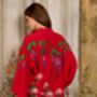 Wisteria And Chrysanthemum Red Fully Lined Embroidered Short Kimono, thumbnail 5 of 7