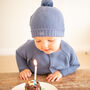 Baby Boy Personalised Bobble Hat And Mittens Gift Set, thumbnail 3 of 12