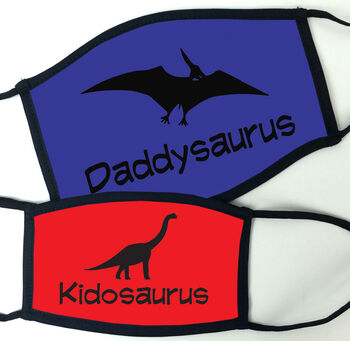 Dad And Child Dinosaur Face Mask Set, 2 of 4