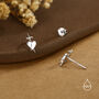 Sterling Silver Dagger Heart Stud Earrings, thumbnail 5 of 12