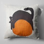 Lazy Black Cat And Orange Ball Themed Cushion Cover, thumbnail 5 of 7