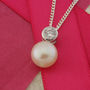 Solitaire White Pearl Necklace With Cubic Zirconia, thumbnail 1 of 3