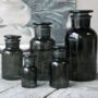 Set Of Five Smoke Glass Apothecary Jars, thumbnail 1 of 2