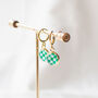 Green And White Checkerboard Earrings, thumbnail 4 of 8