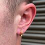 Sterling Silver Patterned Huggie Hoop Earring For Men, thumbnail 1 of 10