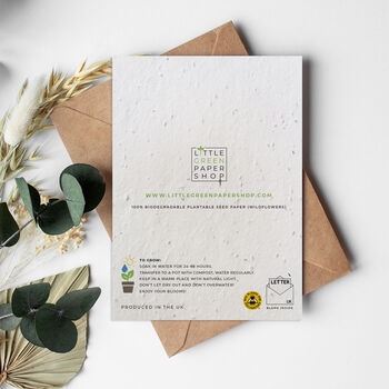 Black And White Thank You Plantable Seed Paper Card, 2 of 2