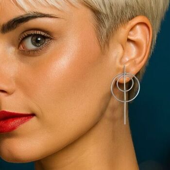Geometric Double Circle Stud Earrings, 2 of 5