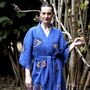 Organic Short Cotton Kimono: Blue Eye, thumbnail 1 of 4