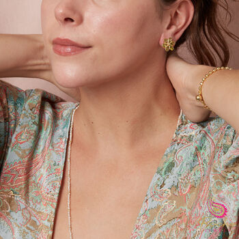 Gemstone Flower Gold Plated Silver Stud Earrings, 2 of 11