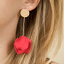 Red Rose Petal Long Drop Earrings, thumbnail 2 of 3