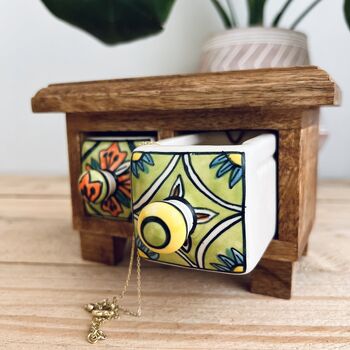 Handmade Two X Drawer Mini Ceramic Jewellery Box Chest, 8 of 12