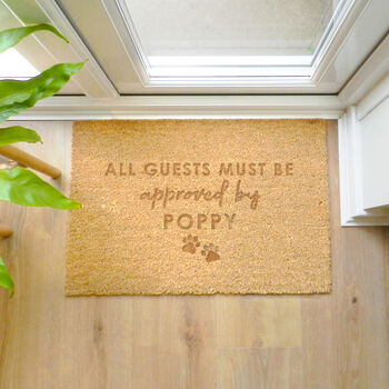 Personalised 'Must Be Approved By' The Pet Doormat, 4 of 7