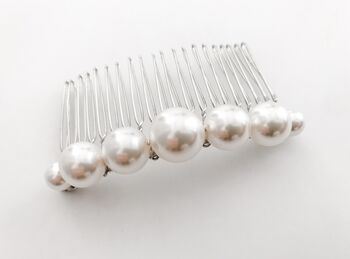Statement Slim Swarovski Pearl Wedding Comb Mona, 8 of 8