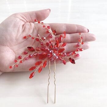 Vibrant Red Crystal Hair Pin, 3 of 6
