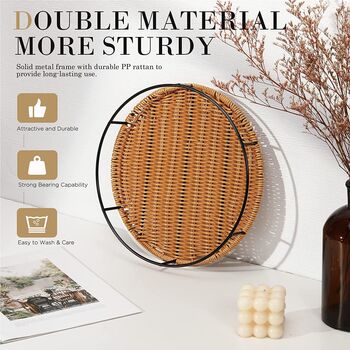 Round Rattan Serving Tray With Handle Hand, 3 of 8