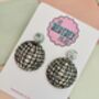 Disco Ball Glitter Statement Earrings / Sparkly Mirror Ball Gift / Festival Statement Jewellery / New Year's Eve Jewellery, thumbnail 4 of 6