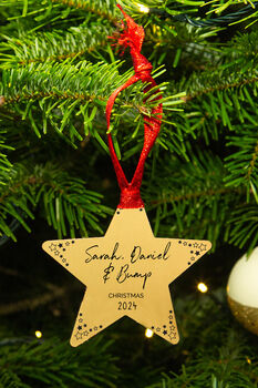 Personalised Mummy, Daddy And Bump Christmas Star Decoration, 3 of 4