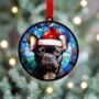 French Bulldog In Santa Hat Suncatcher Decoration, thumbnail 2 of 6