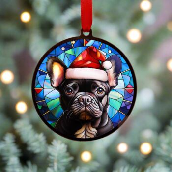 French Bulldog In Santa Hat Suncatcher Decoration, 2 of 6