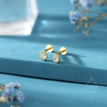 Sterling Silver Tiny Cz Droplet Earrings, 5 of 12