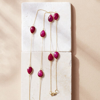 Ruby Gemstone Gold Chain Long Necklace, 4 of 7