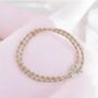 Sterling Silver Double Beaded Stretch Heart Bracelet, thumbnail 3 of 12