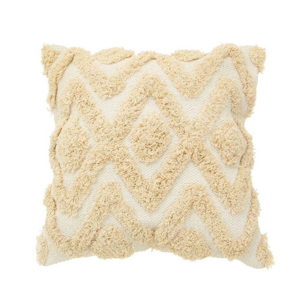 Cream Tufted Geometric Pattern Cushion By Lola & Alice