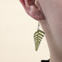 Fern Leaf Sterling Silver Or Gold Plated Earrings, thumbnail 1 of 8