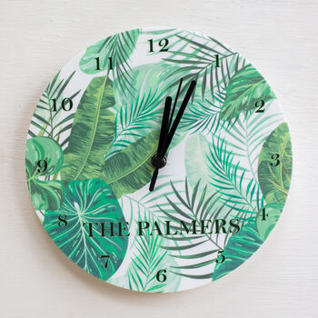 Tropical Leaf Personalised Wall Clock, 5 of 5