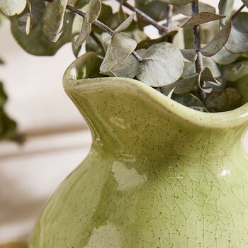 Green And White Dipped Ceramic Jug Vase, 4 of 7