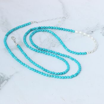 Long Turquoise Howlite Beaded Necklace With Sterling Silver Beads, 10 of 11