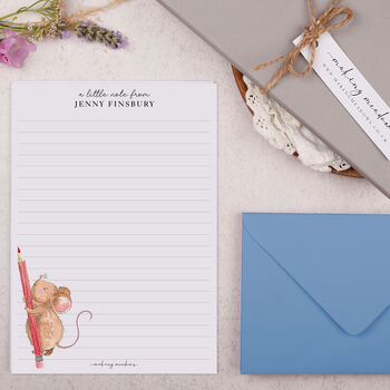 A5 Personalised Letter Writing Paper Mouse And Pencil, 3 of 4