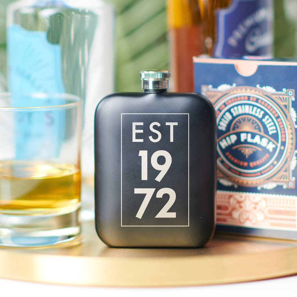 Personalised 50th Birthday Year Hip Flask, 1 of 8