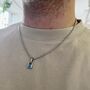 Silver Blue Diamond Pendant Necklace Chain For Men, thumbnail 7 of 12