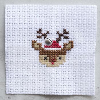 Kawaii Christmas Deer Mini Cross Stitch Kit, 7 of 8