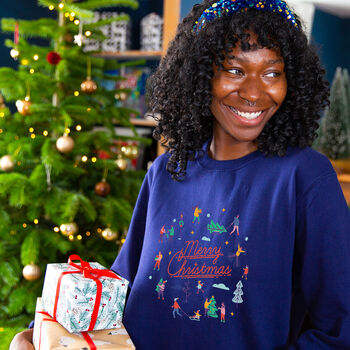 'Merry Christmas' Retro Sweatshirt Jumper, 3 of 10