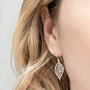 Sterling Silver Leaf Dangly Earrings, thumbnail 1 of 4