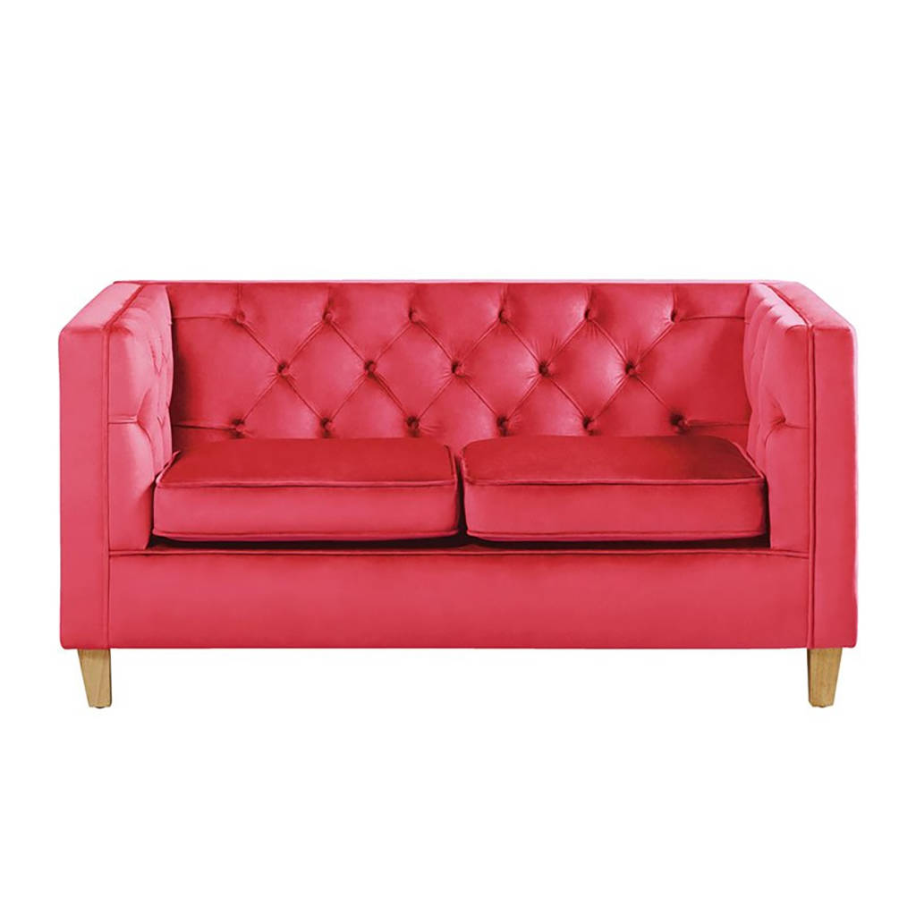 velvet button back two seater sofa by i love retro
