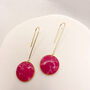 Pink Circle Drop Threader Earrings, Clay And Resin, thumbnail 7 of 10