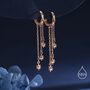Sterling Silver Delicate Starburst Cascade Dangle Huggie Hoop Earrings, thumbnail 5 of 11