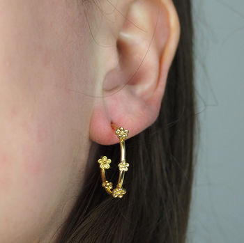 Midi Blossom Flower Hoop Earrings, 9 of 10