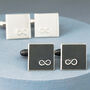 Personalised Infinity Symbol Cufflinks. Oxidised Black, thumbnail 10 of 11