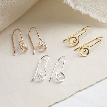 Sterling Silver Simple Spiral Dangly Earrings, 2 of 9