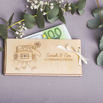 Personalised Honeymoon Wooden Money Gift Envelopes, 4 of 7