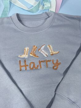 Cowboy Boots Name Personalised Embroidered Sweatshirt, 2 of 4